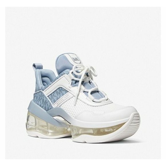 Michael Kors Women's Olympia Trainer Extreme Sneaker Shoes Pale Blue - Picture 3 of 3